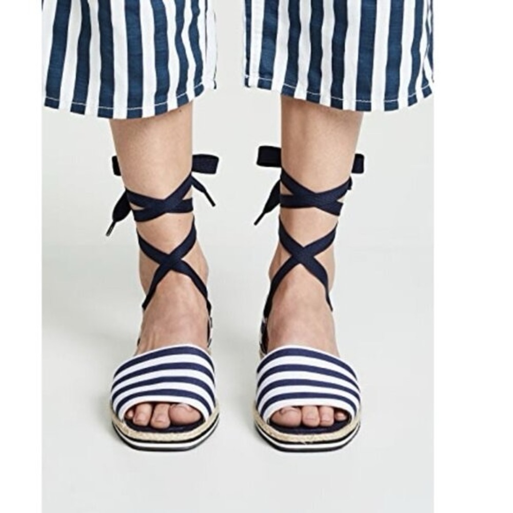 Kate spade chandra Navy Striped Women's Sandals size 6 espadrilles summer beach